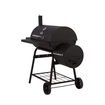Master Forge 1010-Sq in Black Powder Coated Horizontal Charcoal Smoker sides