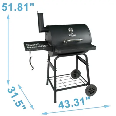 Master Forge 23.9-in W Black Powder Coated Barrel Charcoal Grill dimension