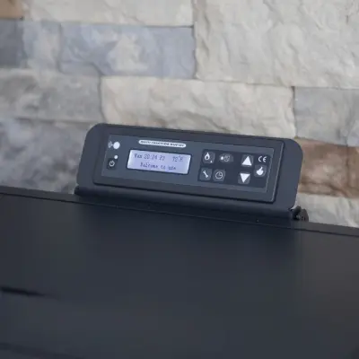 Master Forge 2500-sq ft Pellet Stove with 140-lb Hopper (EPA Approved) digital control panel