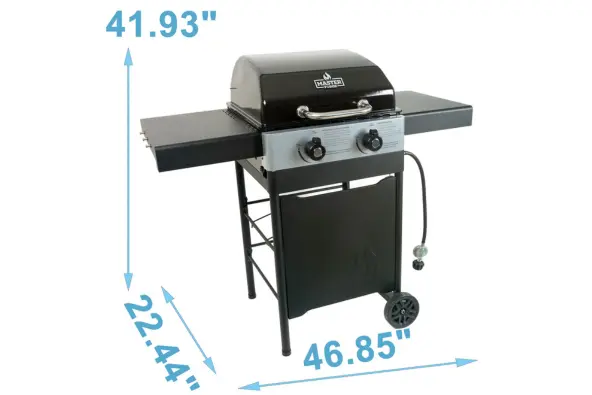 Master Forge Black Porcelain Enamel 2-Burner Liquid Propane Gas Grill dimension