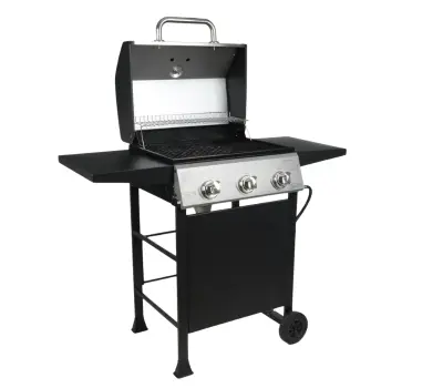 Master Forge Black and Silver Porcelain and Stainless Steel 3-Burner Liquid Gas Grill