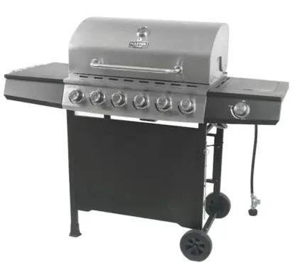 Master Forge Stainless Steel & Black 6-Burner Liquid Propane Gas Grill with 1 Side Burner