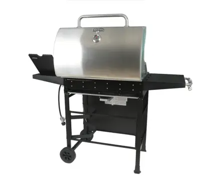 Master Forge Stainless Steel and Black 6-Burner Liquid Propane Gas Grill with 1 Side Burner back