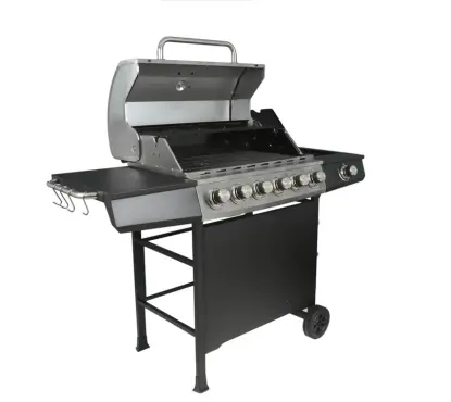 Master Forge Stainless Steel and Black 6-Burner Liquid Propane Gas Grill