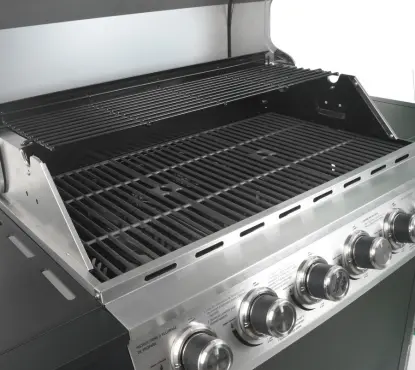 Master Forge Stainless Steel and Black 6-Burner Propane Gas Grill with 1 Side Burner