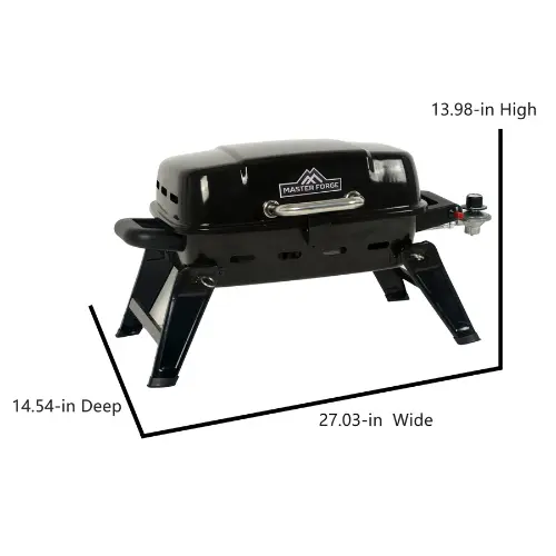 Master Forge 178-Sq in Black Porcelain Coated Portable Liquid Propane Grill dimensions