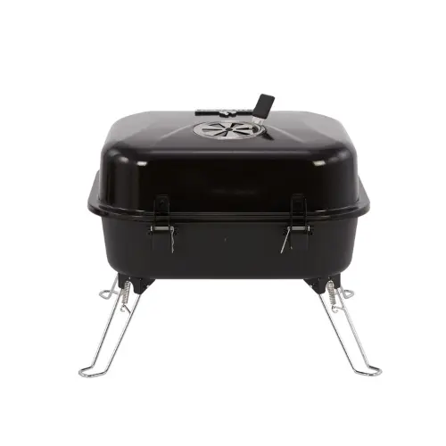 Master Forge 206-Sq in Black Porcelain Coated Portable Charcoal Grill Back Side